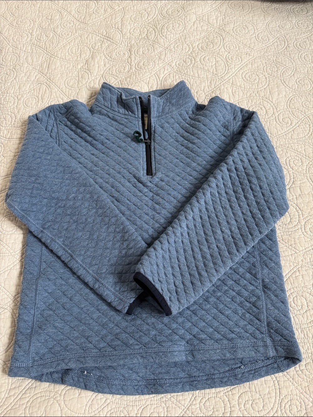 Kids Quilted Quarter-Zip Pullover Sweater - Blue